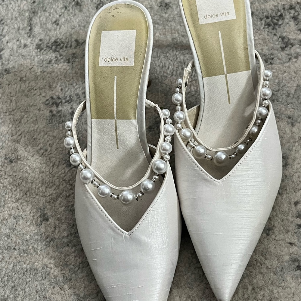 Dolce Vita White Pearl-Embellished Women's Shoes